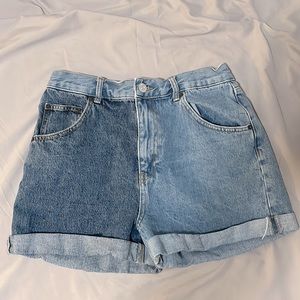 Half and Half Denim High Waisted Shorts